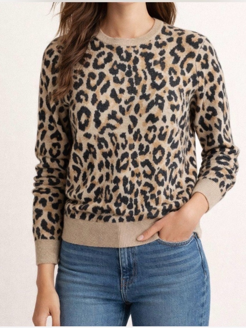 J. CREW 100% Merino Wool Leopard Print Sweater Size S